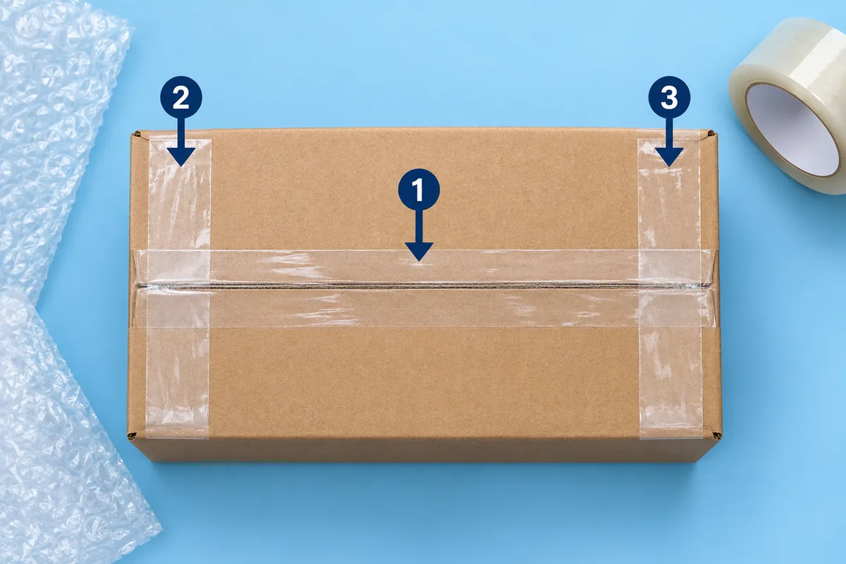 Cách dán băng keo chữ H trên thùng carton gửi hàng quốc tế