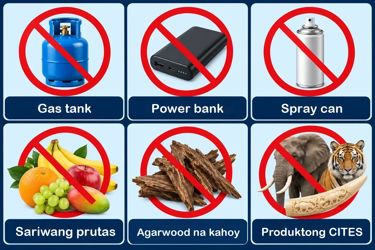 Mga item na hindi puwedeng ipadala sa Amerika: gas canister, power bank, aerosol spray, sariwang pagkain, agarwood