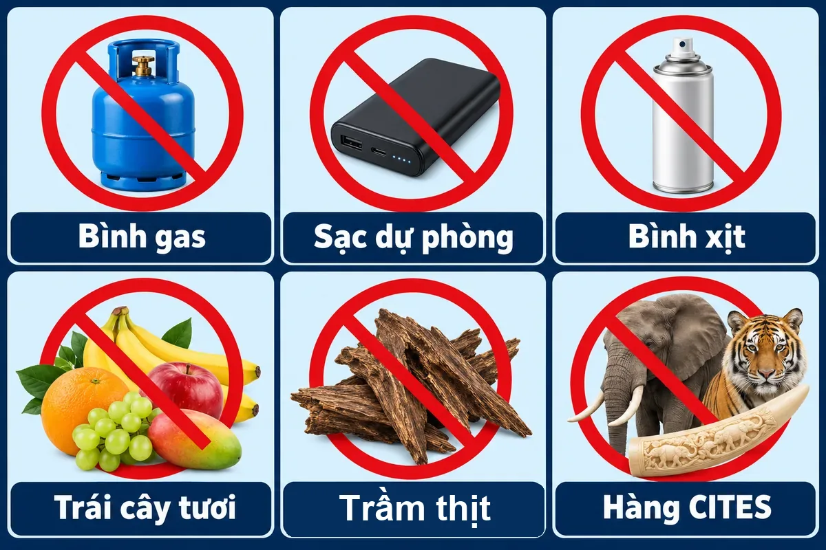 Các mặt hàng không được gửi đi Mỹ: bình gas, sạc dự phòng, bình xịt, hàng tươi sống, trầm thịt