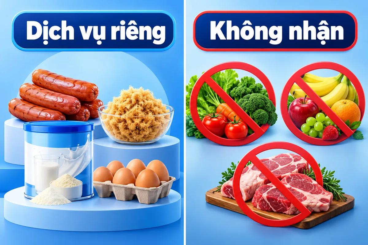 Thực phẩm có thịt, trứng, sữa và hàng tươi sống cần dịch vụ riêng khi gửi đi Mỹ
